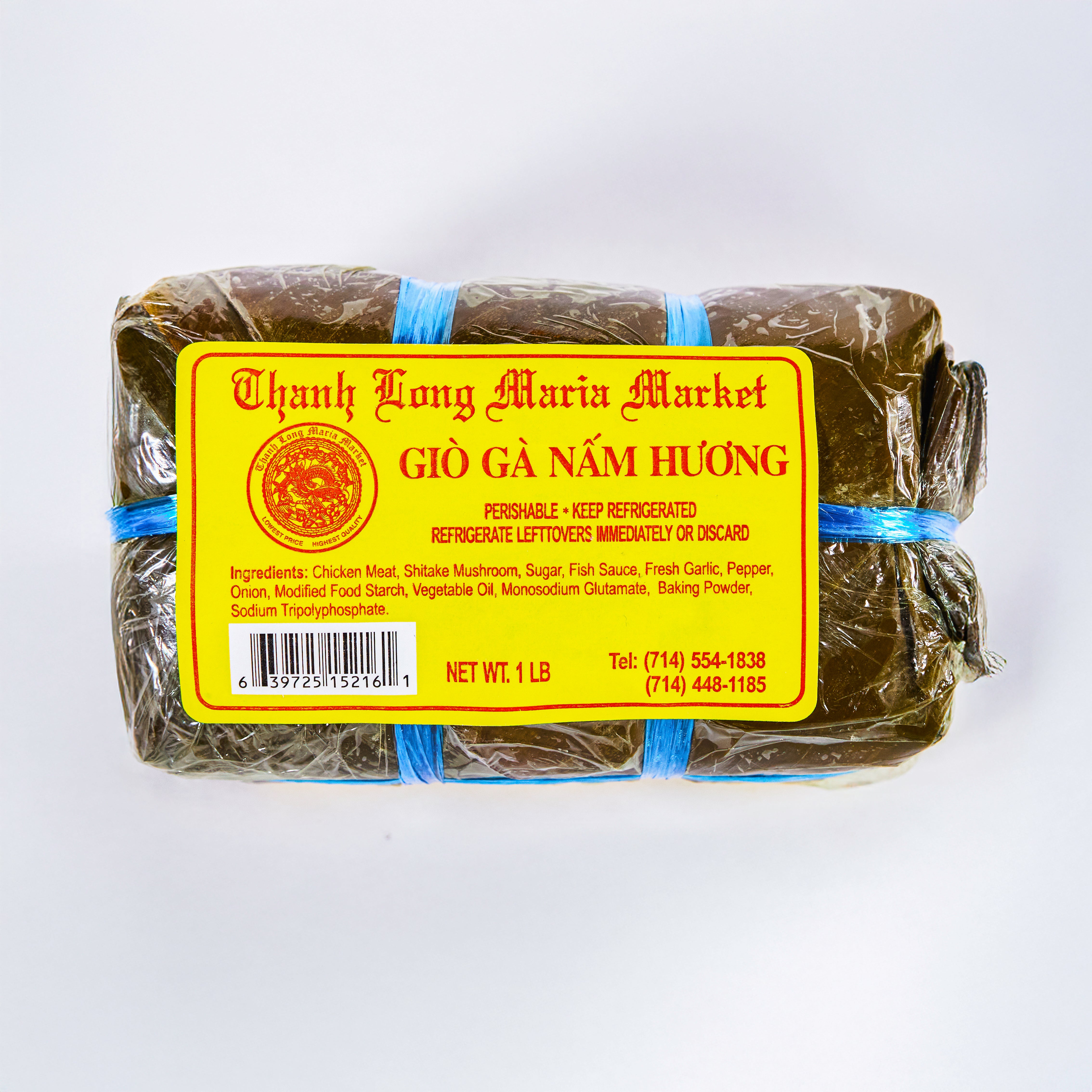 Chicken Loaf with Shiitake Mushrooms - Giò Gà Nấm Hương - 1lb